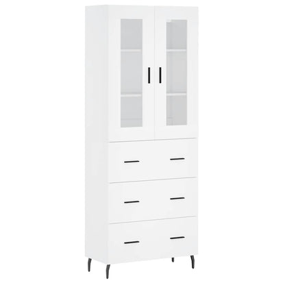 Highboard White 69.5x34x180 cm Engineered Wood