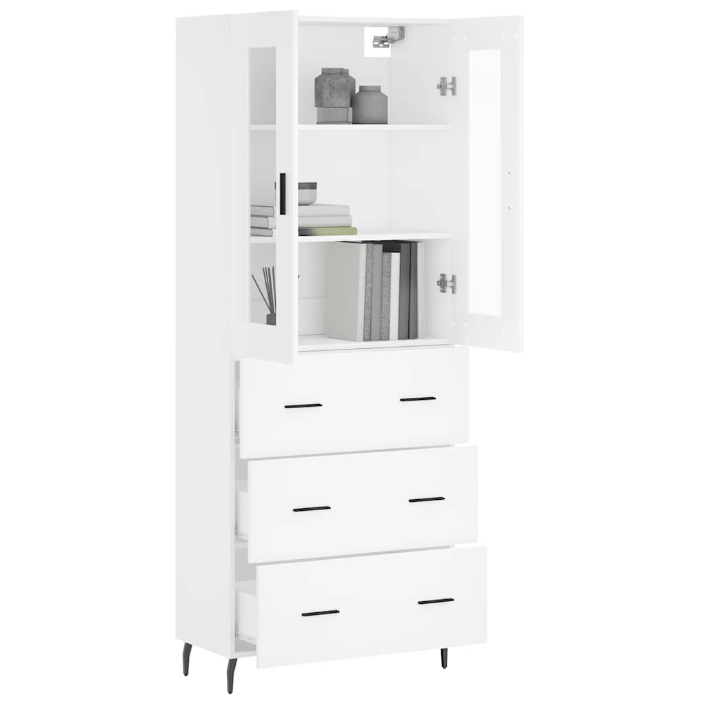 Highboard White 69.5x34x180 cm Engineered Wood