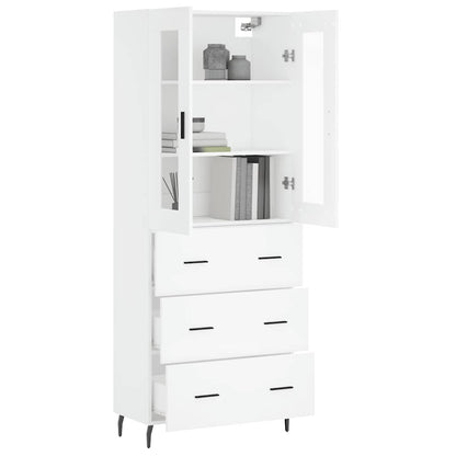 Highboard White 69.5x34x180 cm Engineered Wood