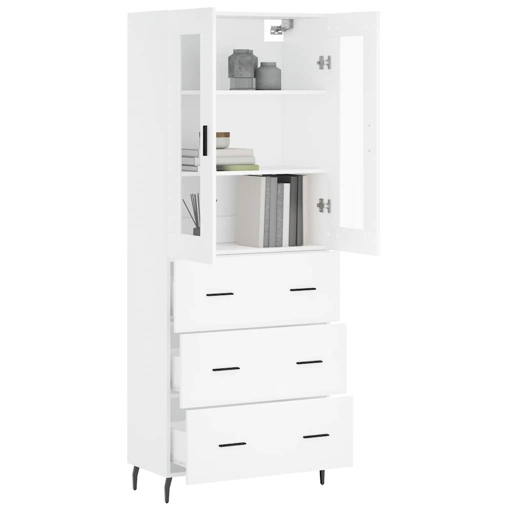 Highboard White 69.5x34x180 cm Engineered Wood