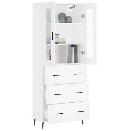 Highboard White 69.5x34x180 cm Engineered Wood