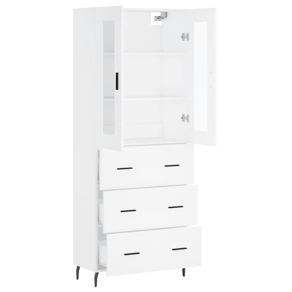 Highboard White 69.5x34x180 cm Engineered Wood