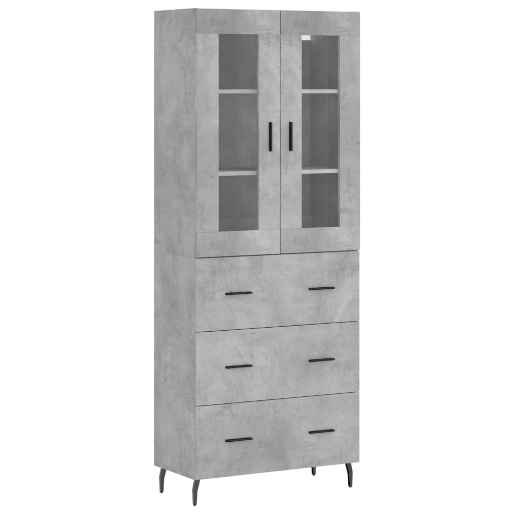 Highboard Concrete Grey 69,5x34x180 cm Engineered Wood