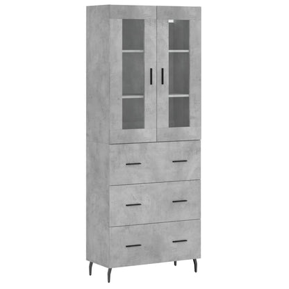 Highboard Concrete Grey 69,5x34x180 cm Engineered Wood