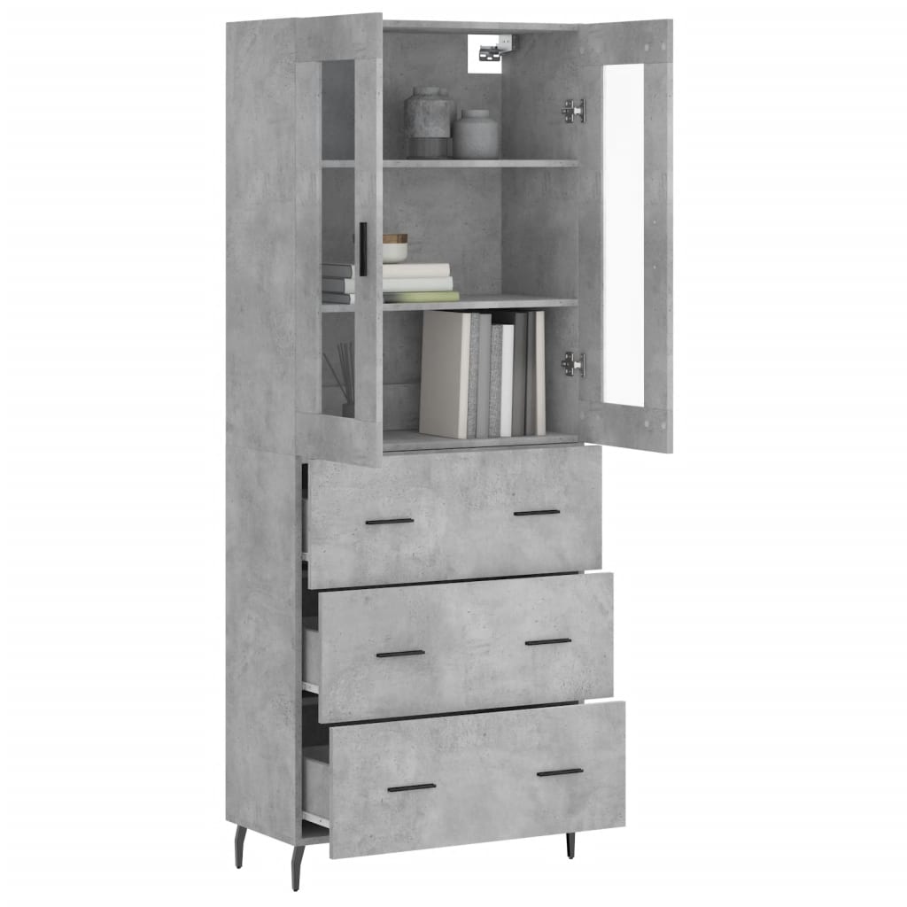 Highboard Concrete Grey 69,5x34x180 cm Engineered Wood