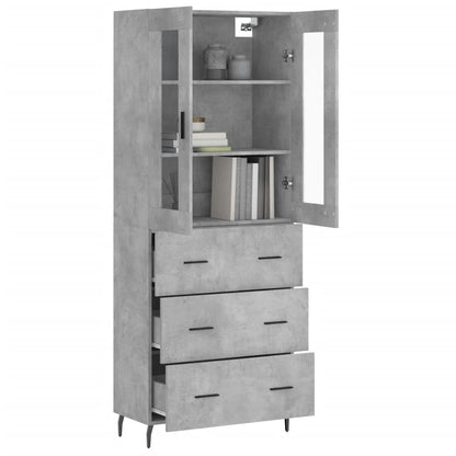 Highboard Concrete Grey 69,5x34x180 cm Engineered Wood