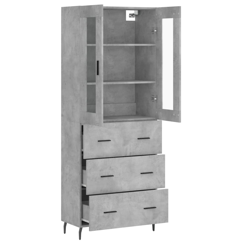 Highboard Concrete Grey 69,5x34x180 cm Engineered Wood