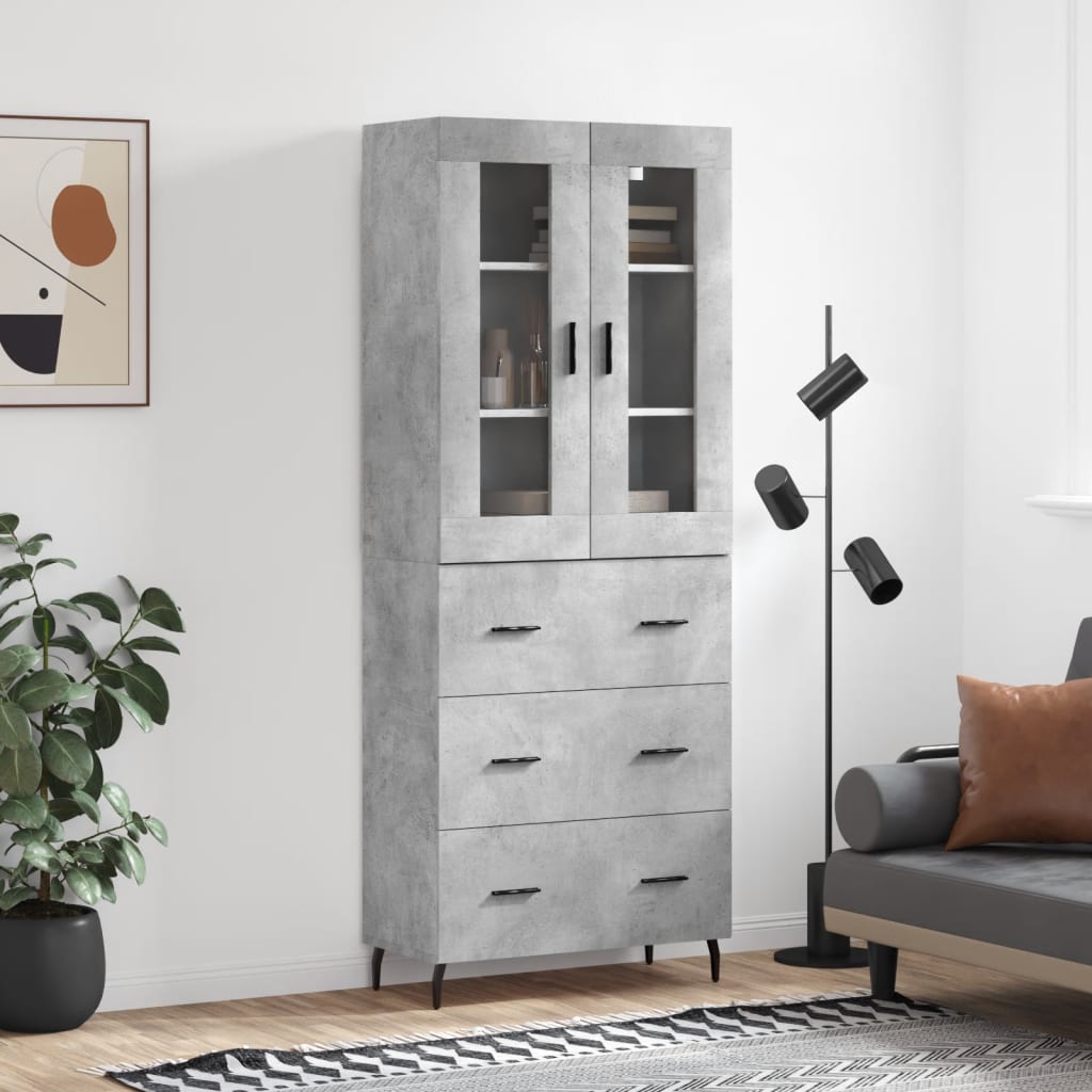 Highboard Concrete Grey 69,5x34x180 cm Engineered Wood