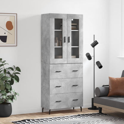 Highboard Concrete Grey 69,5x34x180 cm Engineered Wood