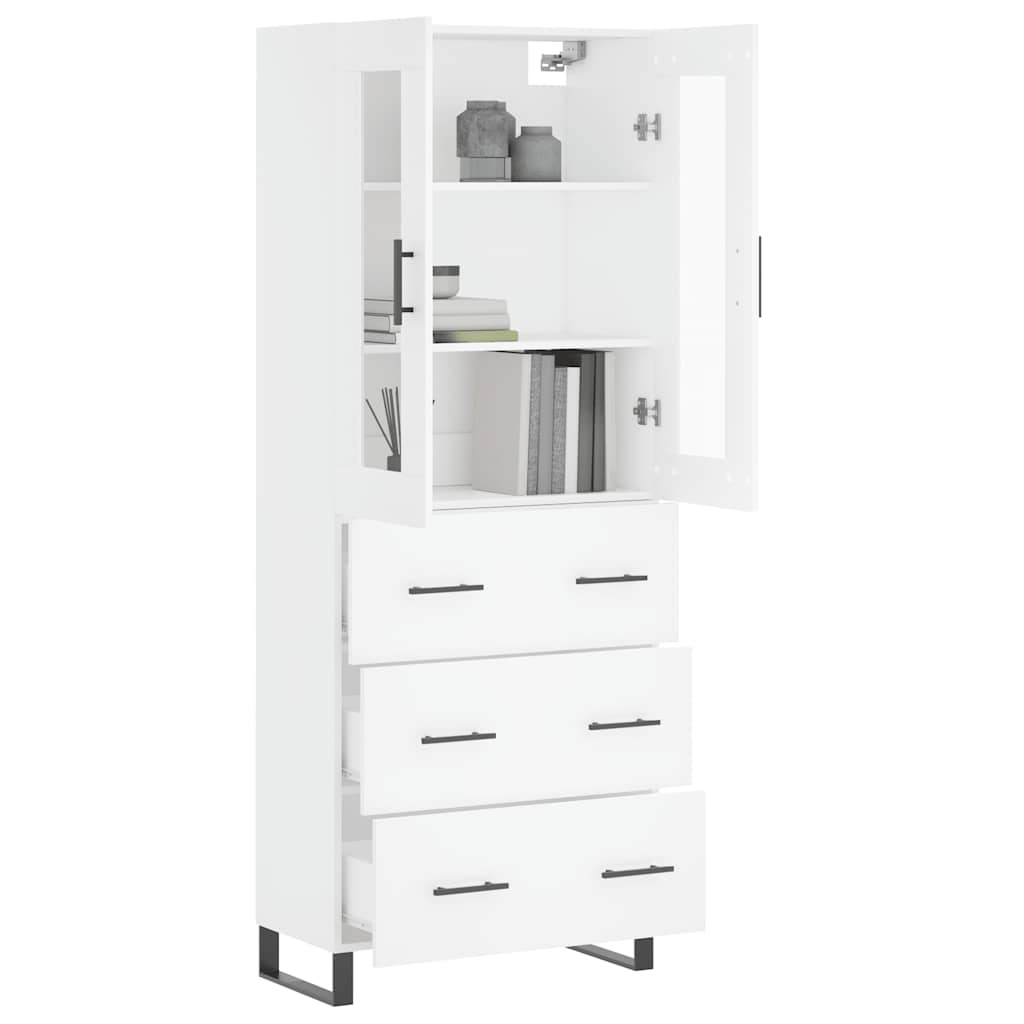 Highboard White 69.5x34x180 cm Engineered Wood