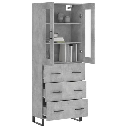 Highboard Concrete Grey 69.5x34x180 cm Engineered Wood