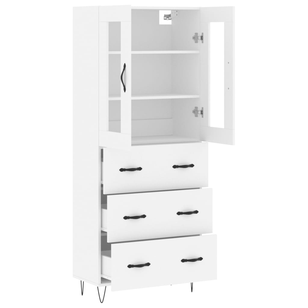 Highboard White 69.5x34x180 cm Engineered Wood