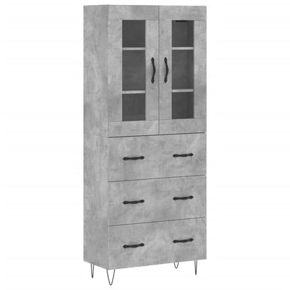 Highboard Concrete Grey 69.5x34x180 cm Engineered Wood