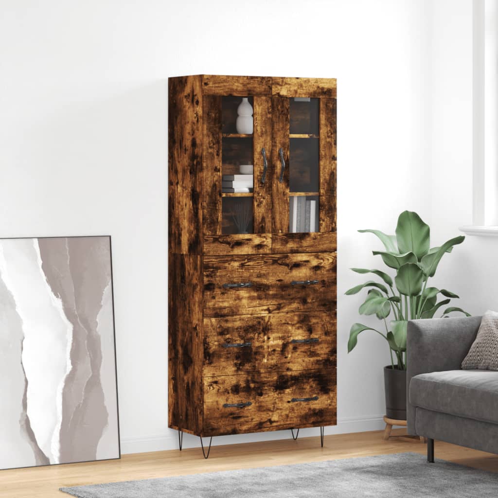 Highboard Smoked Oak 69.5x34x180 cm Engineered Wood