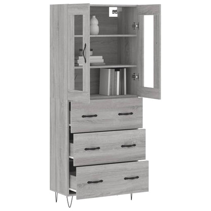 Highboard Grey Sonoma 69.5x34x180 cm Engineered Wood