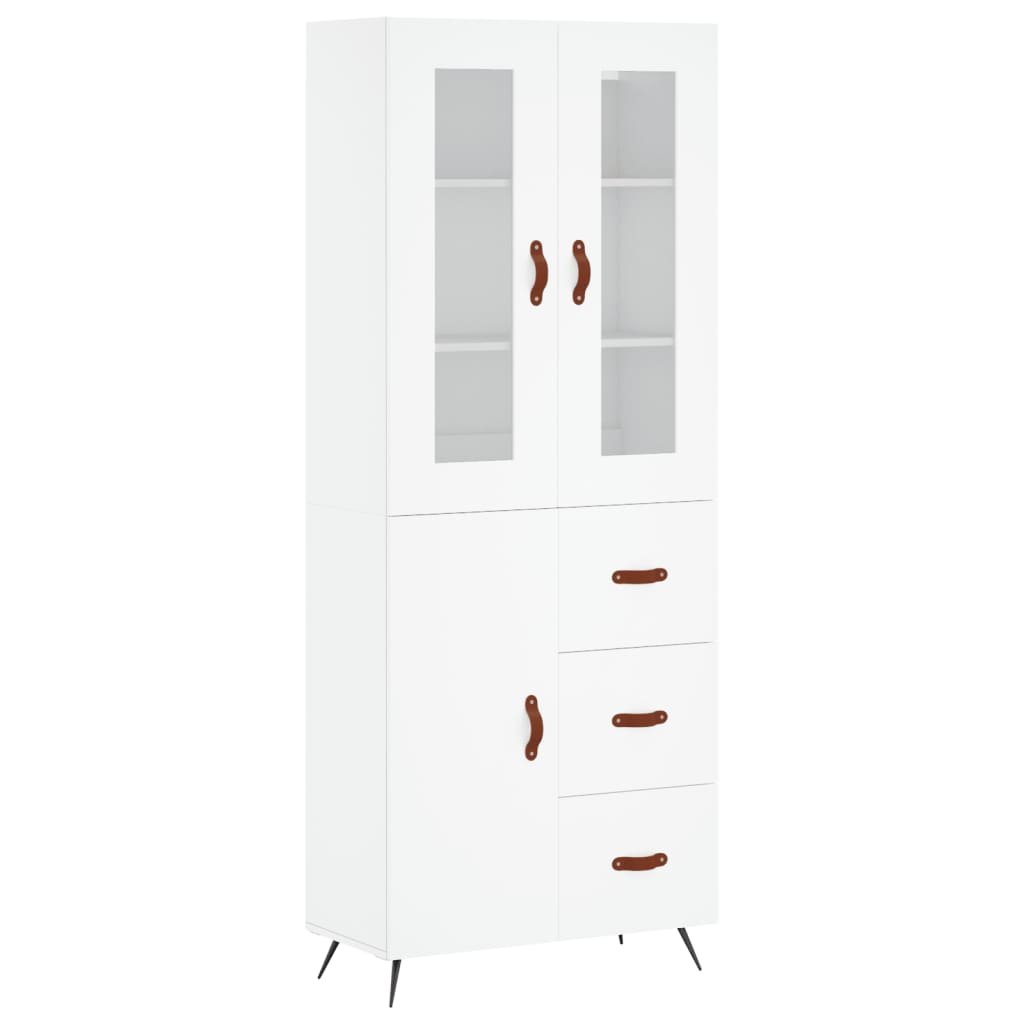 Highboard White 69,5x34x180 cm Engineered Wood
