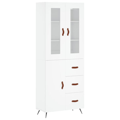 Highboard White 69,5x34x180 cm Engineered Wood