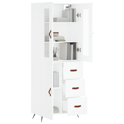 Highboard White 69,5x34x180 cm Engineered Wood