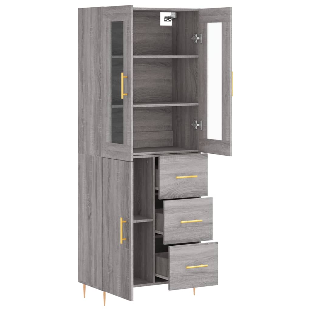 Highboard Grey Sonoma 69,5x34x180 cm Engineered Wood