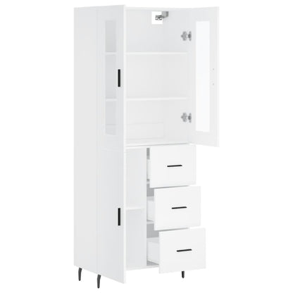 Highboard White 69,5x34x180 cm Engineered Wood