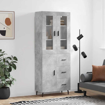 Highboard Concrete Grey 69,5x34x180 cm Engineered Wood