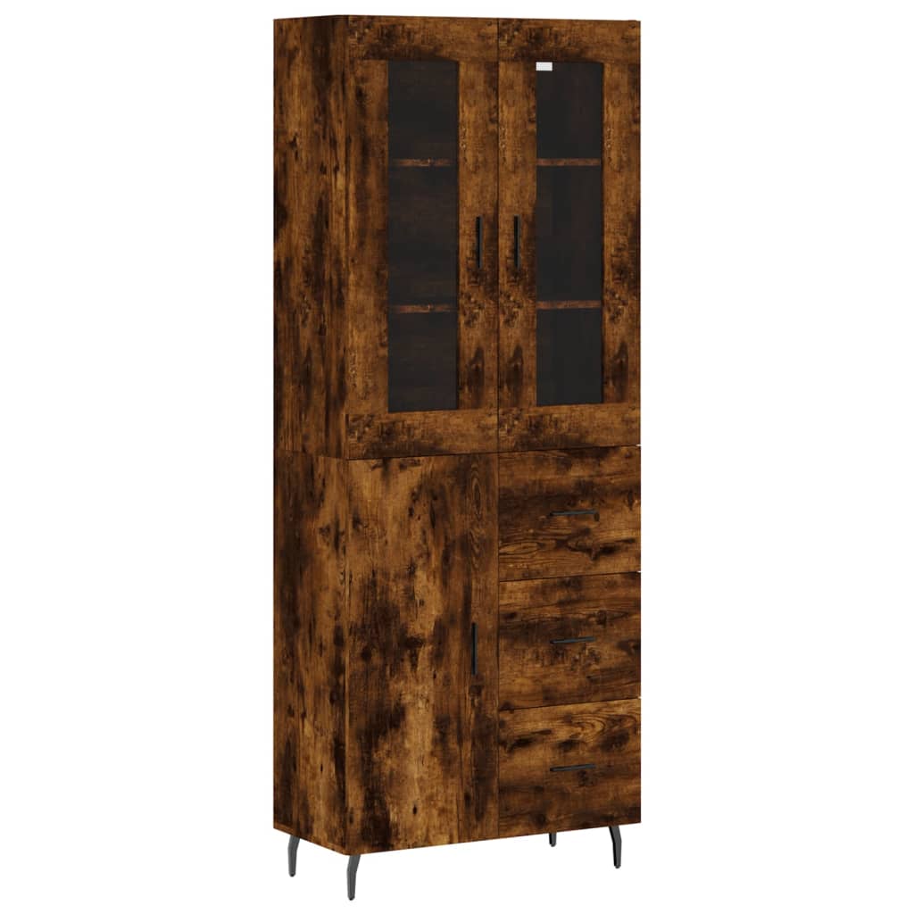Highboard Smoked Oak 69,5x34x180 cm Engineered Wood