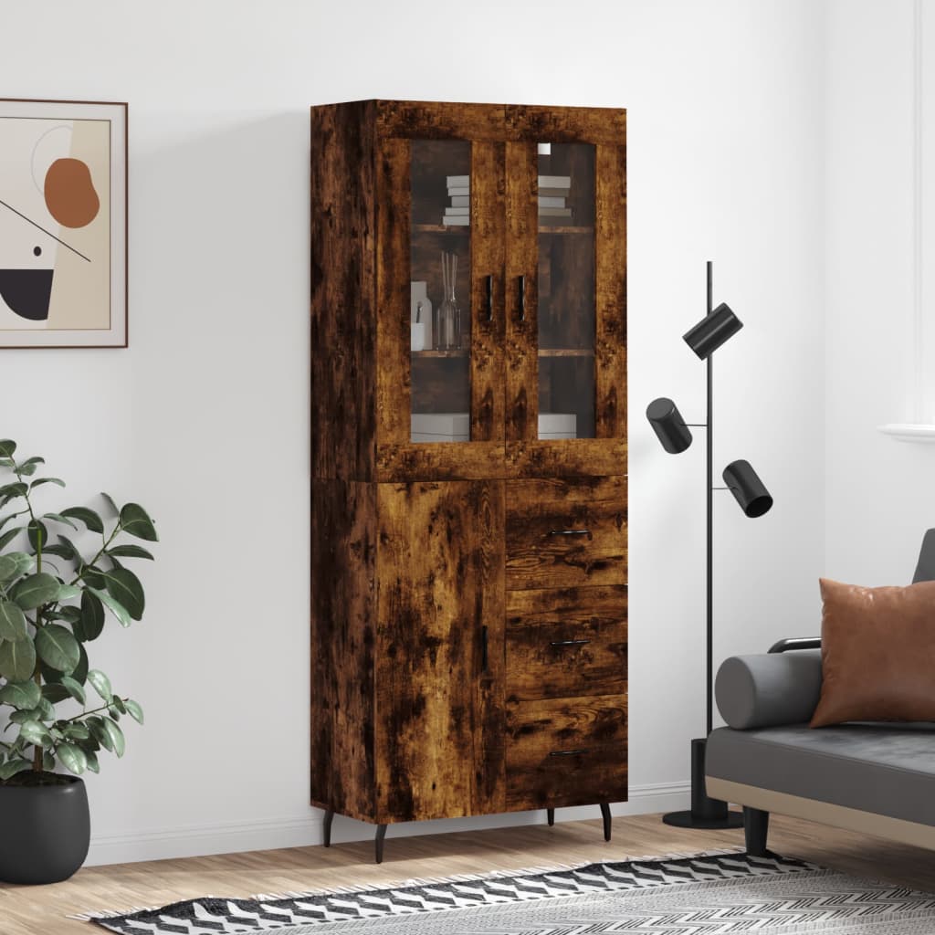Highboard Smoked Oak 69,5x34x180 cm Engineered Wood