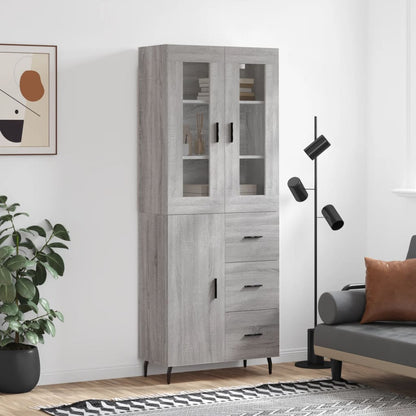 Highboard Grey Sonoma 69,5x34x180 cm Engineered Wood
