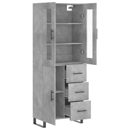 Highboard Concrete Grey 69.5x34x180 cm Engineered Wood