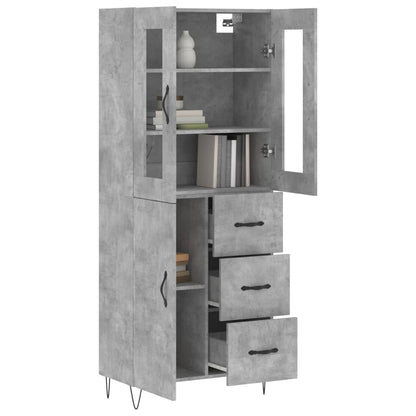 Highboard Concrete Grey 69.5x34x180 cm Engineered Wood