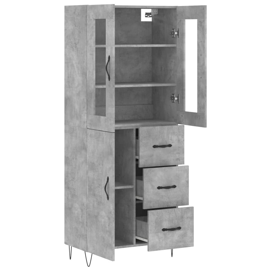 Highboard Concrete Grey 69.5x34x180 cm Engineered Wood