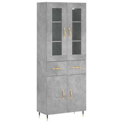 Highboard Concrete Grey 69.5x34x180 cm Engineered Wood