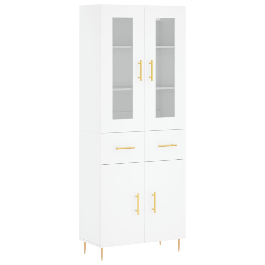 Highboard White 69,5x34x180 cm Engineered Wood