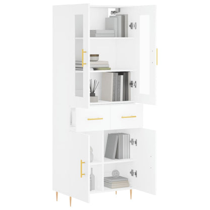 Highboard White 69.5x34x180 cm Engineered Wood