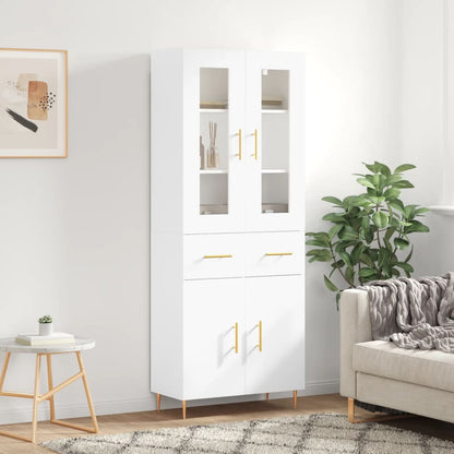 Highboard White 69.5x34x180 cm Engineered Wood