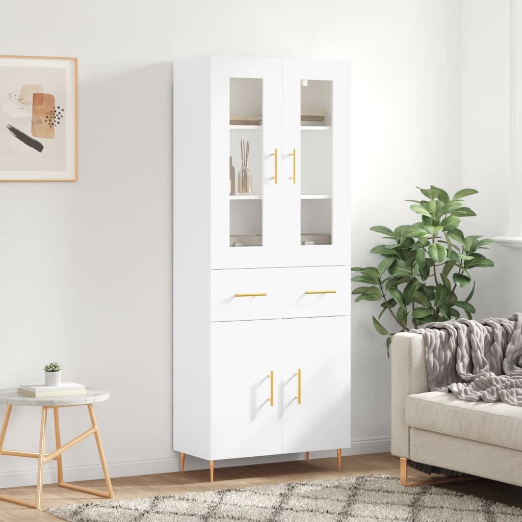 Highboard White 69,5x34x180 cm Engineered Wood