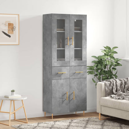 Highboard Concrete Grey 69,5x34x180 cm Engineered Wood