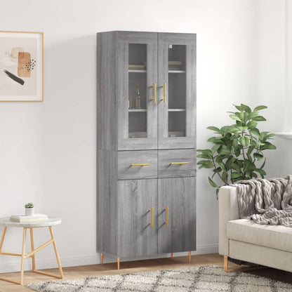 Highboard Grey Sonoma 69,5x34x180 cm Engineered Wood