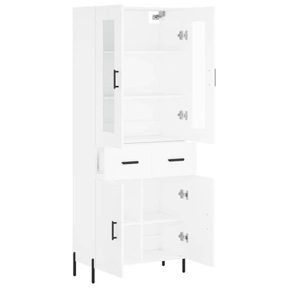 Highboard White 69,5x34x180 cm Engineered Wood