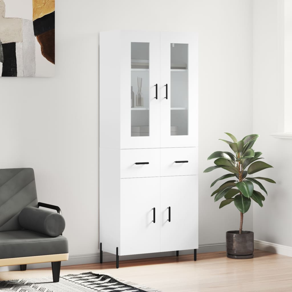 Highboard White 69,5x34x180 cm Engineered Wood