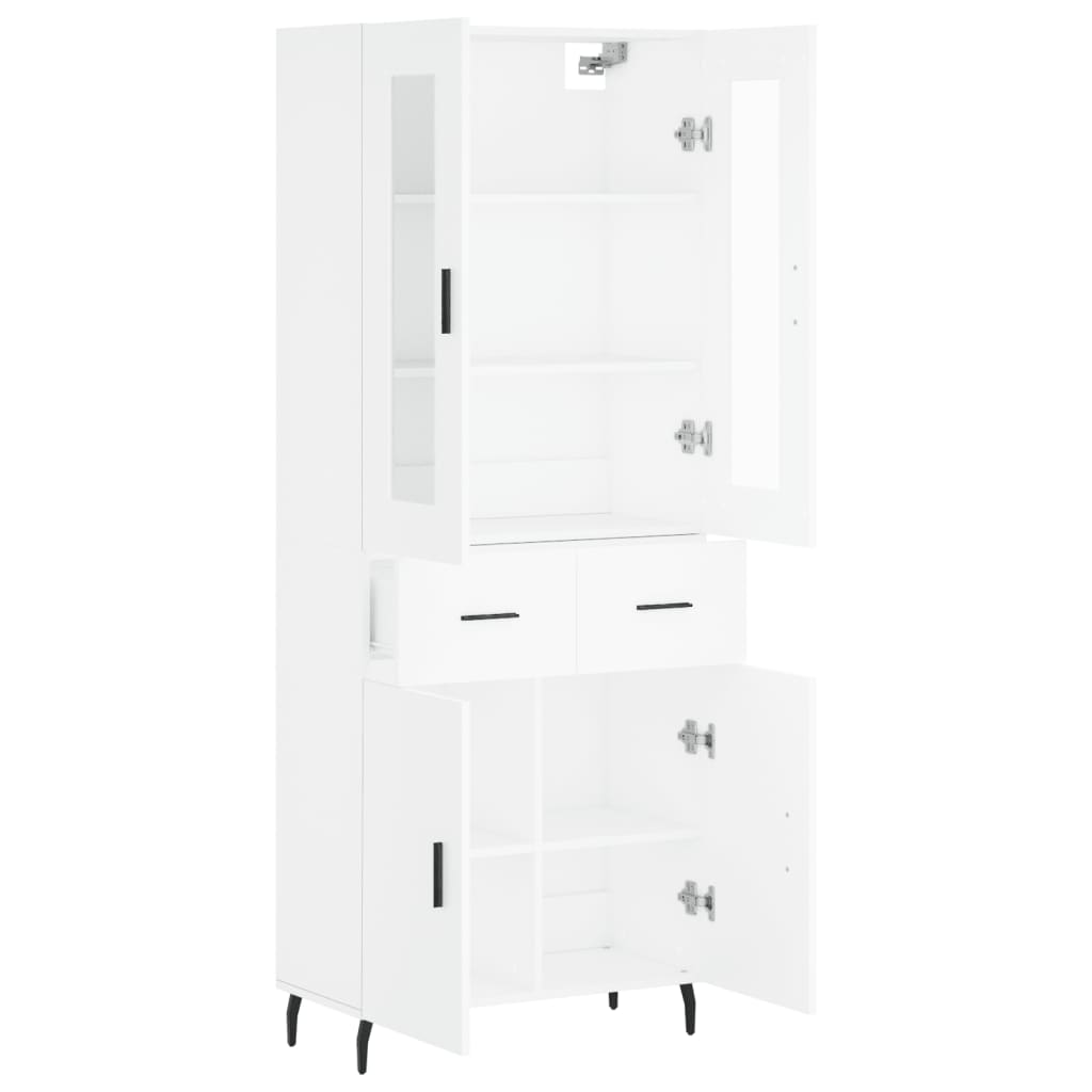 Highboard White 69.5x34x180 cm Engineered Wood