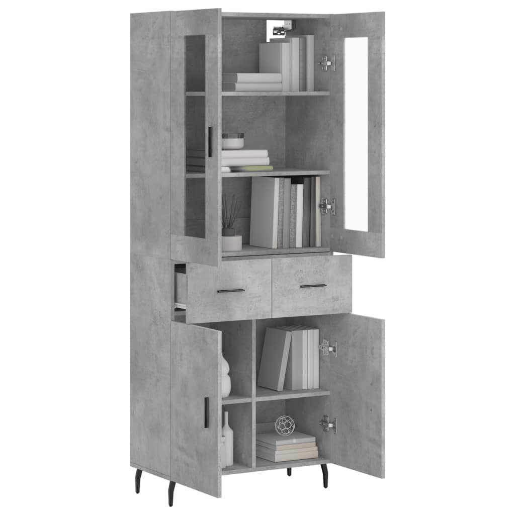 Highboard Concrete Grey 69,5x34x180 cm Engineered Wood