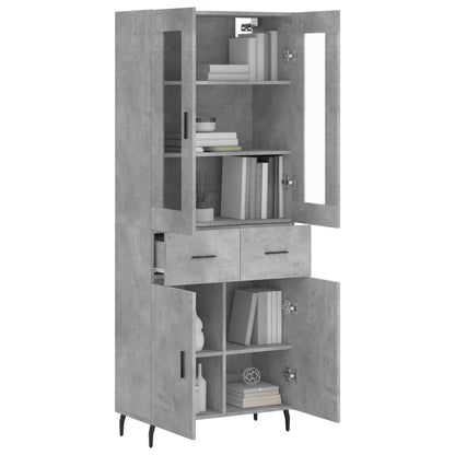Highboard Concrete Grey 69,5x34x180 cm Engineered Wood