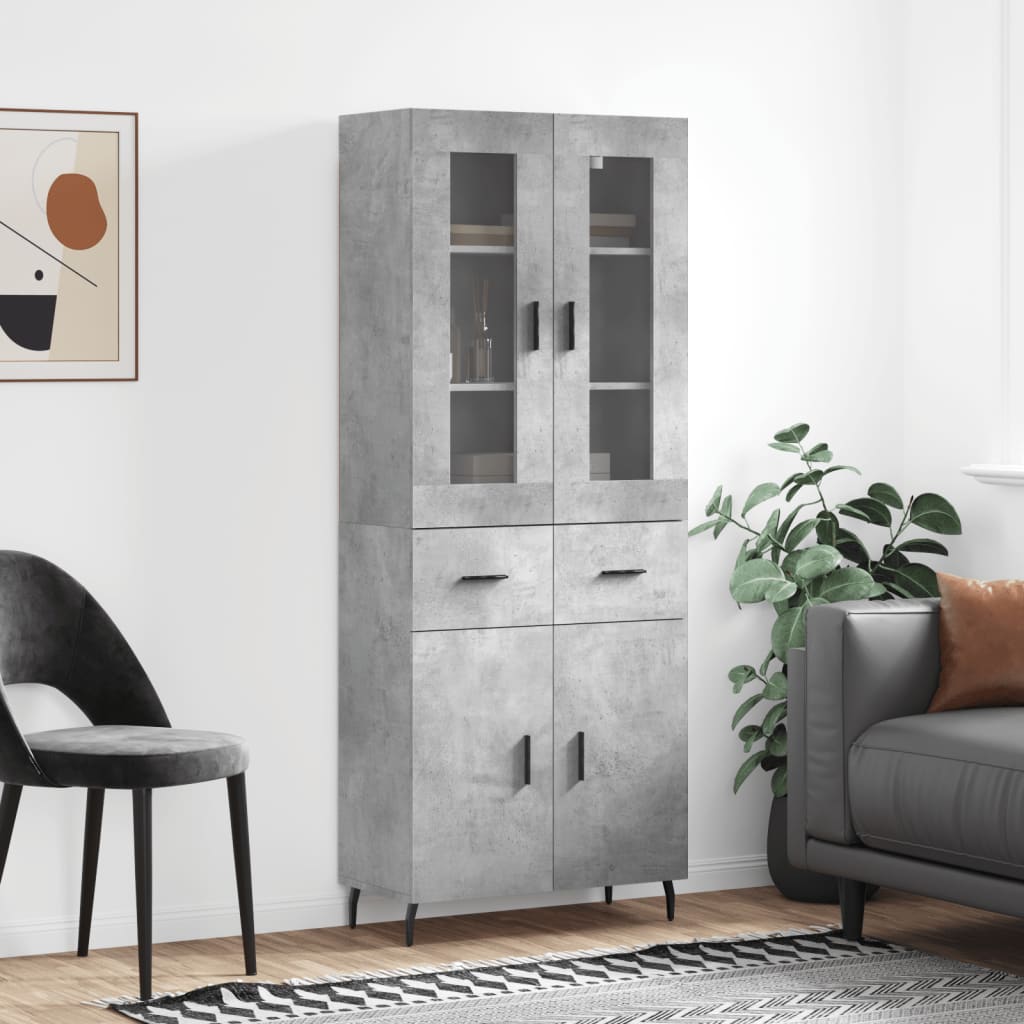 Highboard Concrete Grey 69,5x34x180 cm Engineered Wood