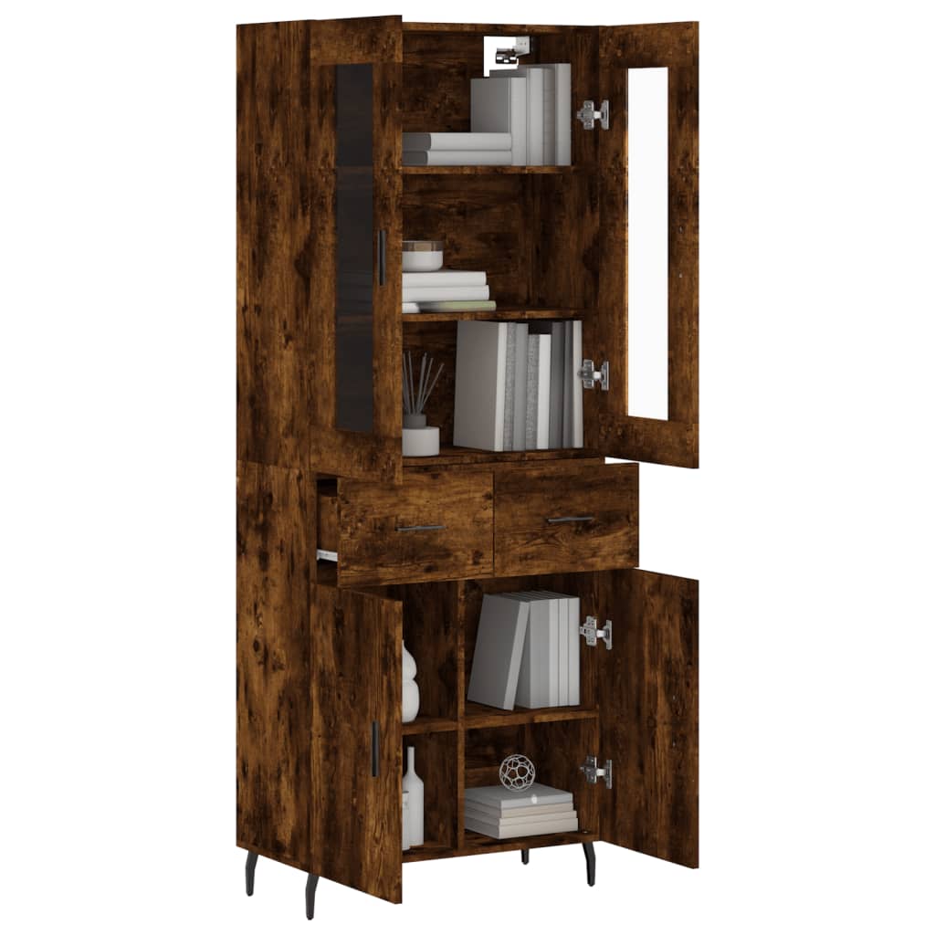 Highboard Smoked Oak 69,5x34x180 cm Engineered Wood