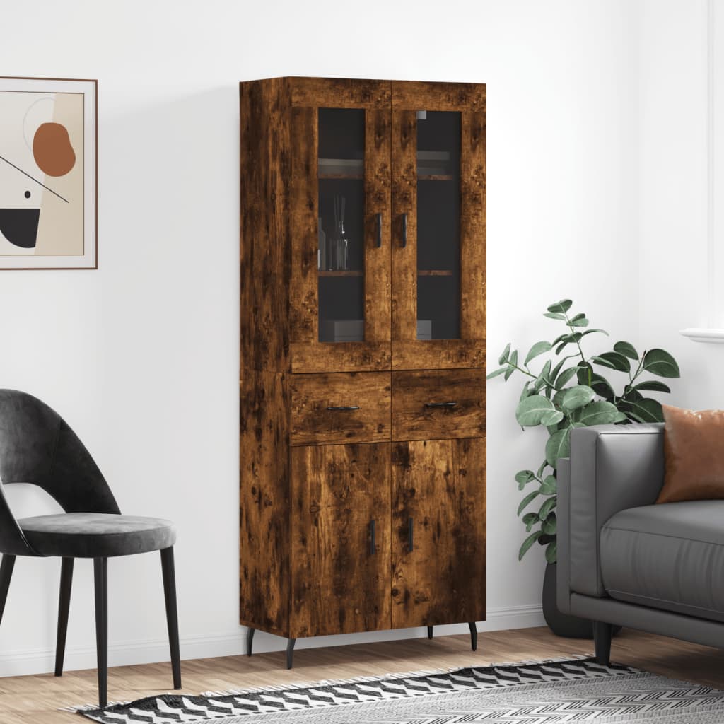 Highboard Smoked Oak 69,5x34x180 cm Engineered Wood
