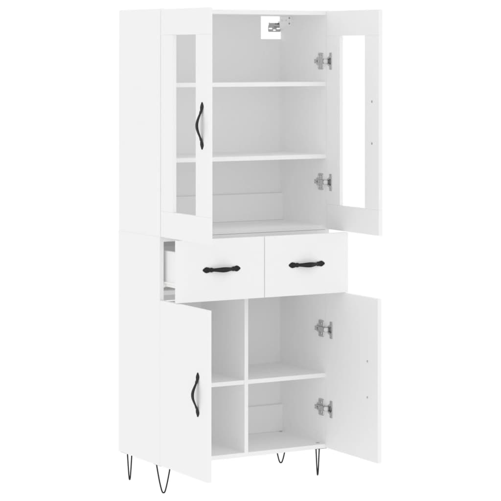Highboard White 69.5x34x180 cm Engineered Wood