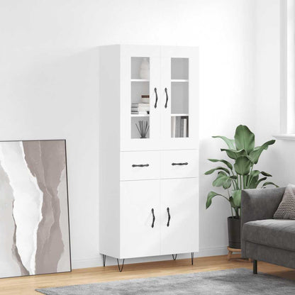 Highboard White 69,5x34x180 cm Engineered Wood