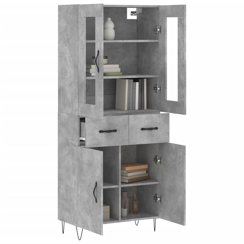Highboard Concrete Grey 69,5x34x180 cm Engineered Wood