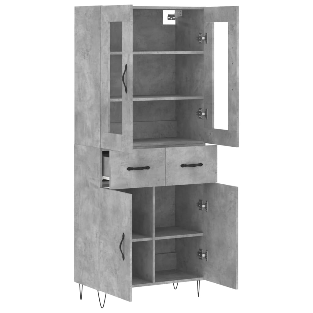 Highboard Concrete Grey 69.5x34x180 cm Engineered Wood